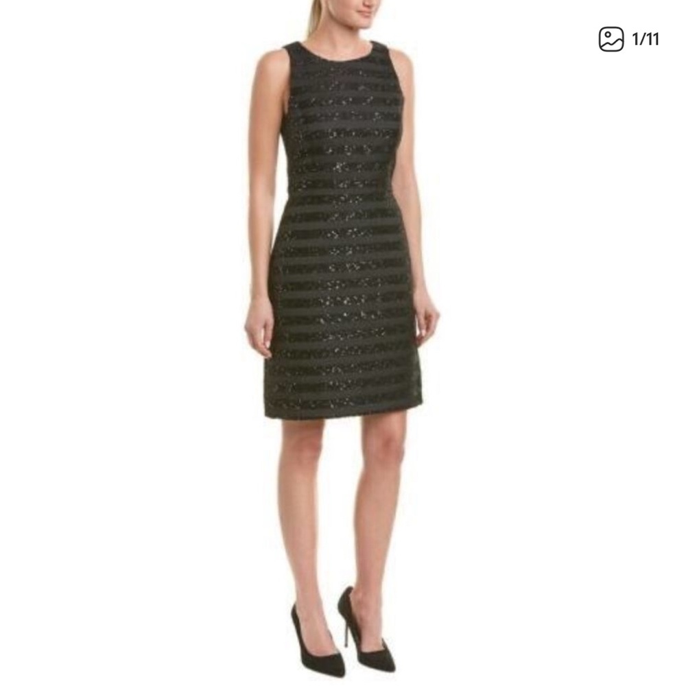 BROOKS BROTHERS Black Sequin Stripe Midi Dress 4